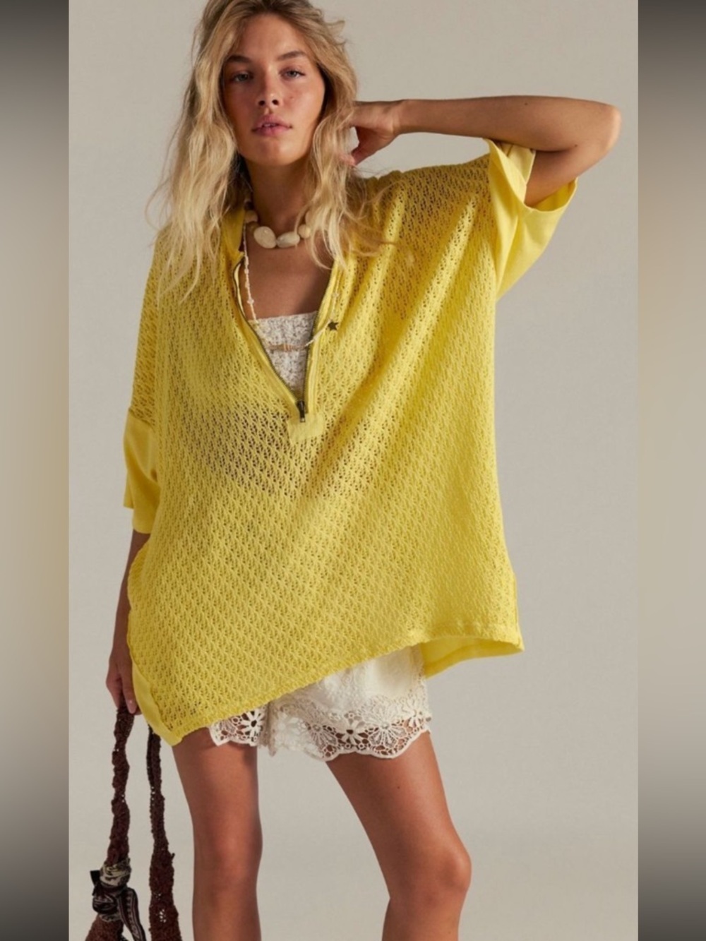 NWT We The Free by Free People Surf’s Up Tee Yellow Size Small